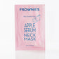 Frownies apple serum neck mask package pictured on a clean white background 