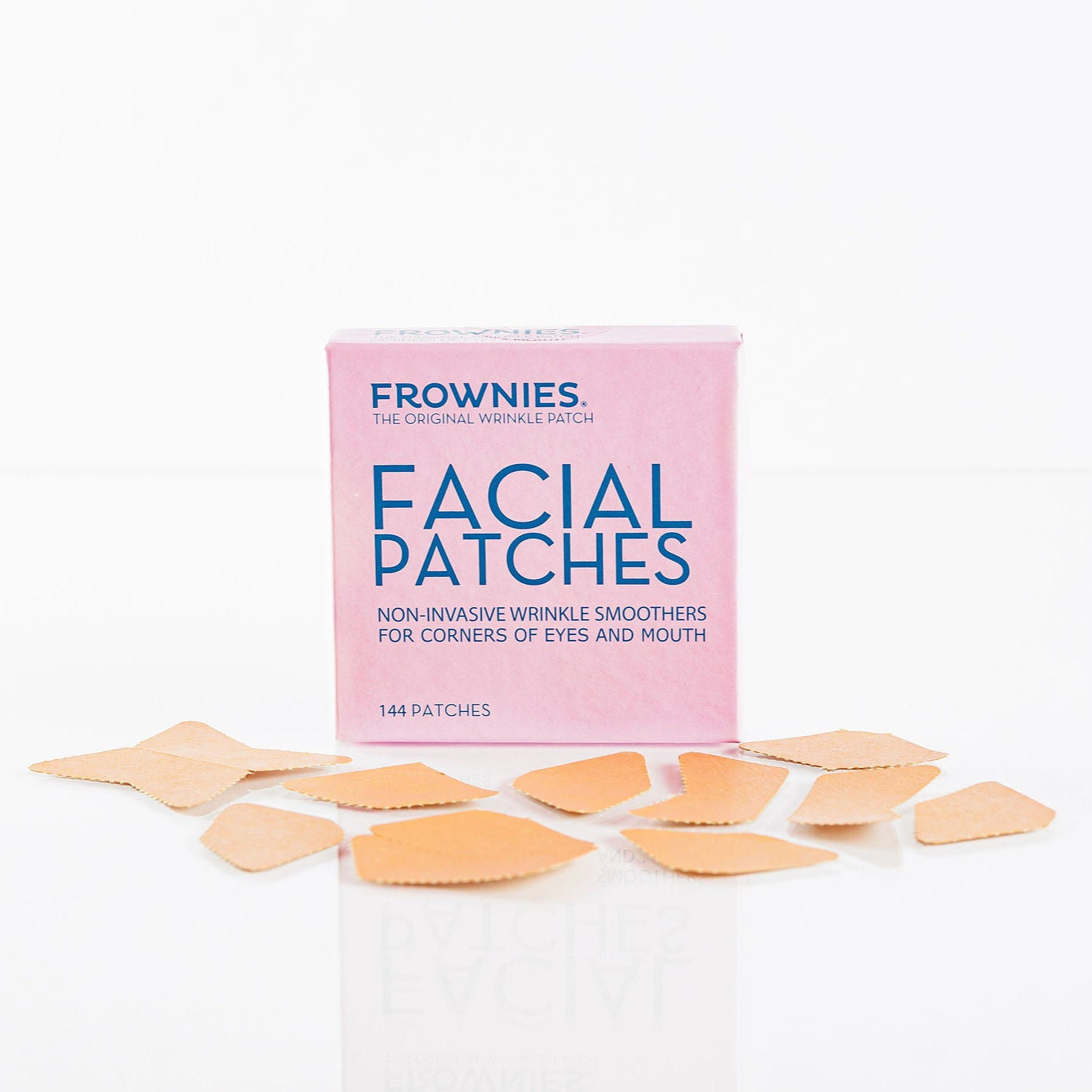 Frowenies CEM facial patches shown pictured on a clean white background with the patches laid out in front 