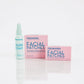Frownies CEM and FBE facial patches shown next to Frownies calming toner on a clean white background 