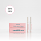 Frownies Eyelash Growth Serum & Eyebrow Growth Serum shown pictured together, while also showing the pink packaging it comes in. Images notes the retail value of the Frownies Eyelash Growth Serum & Eyebrow Growth Serum Duo which is $58.00 showcasing the savings of purchasing both products as a Duo at the lower rate.