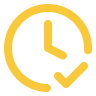 clock icon with check mark in yellow