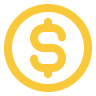 dollar sign icon in circle in yellow