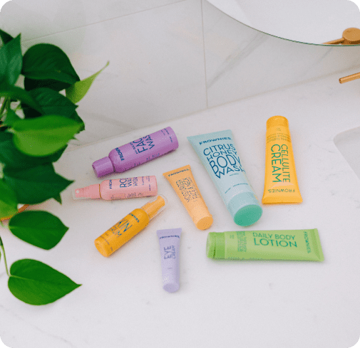 frownies organic skincare collection on a counter
